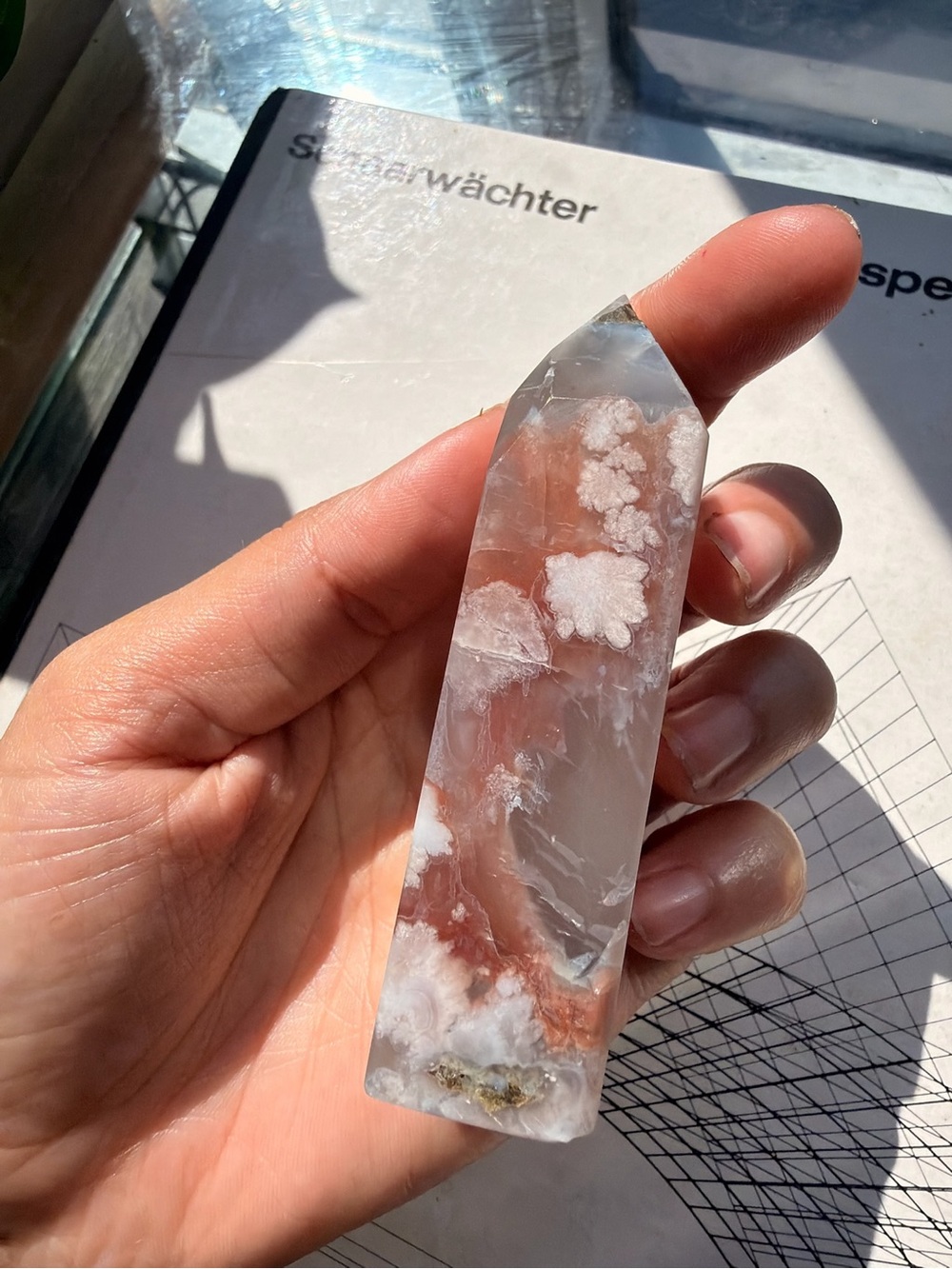 Flower Agate Tower | Pink Cherry Blossom Crystal 4”